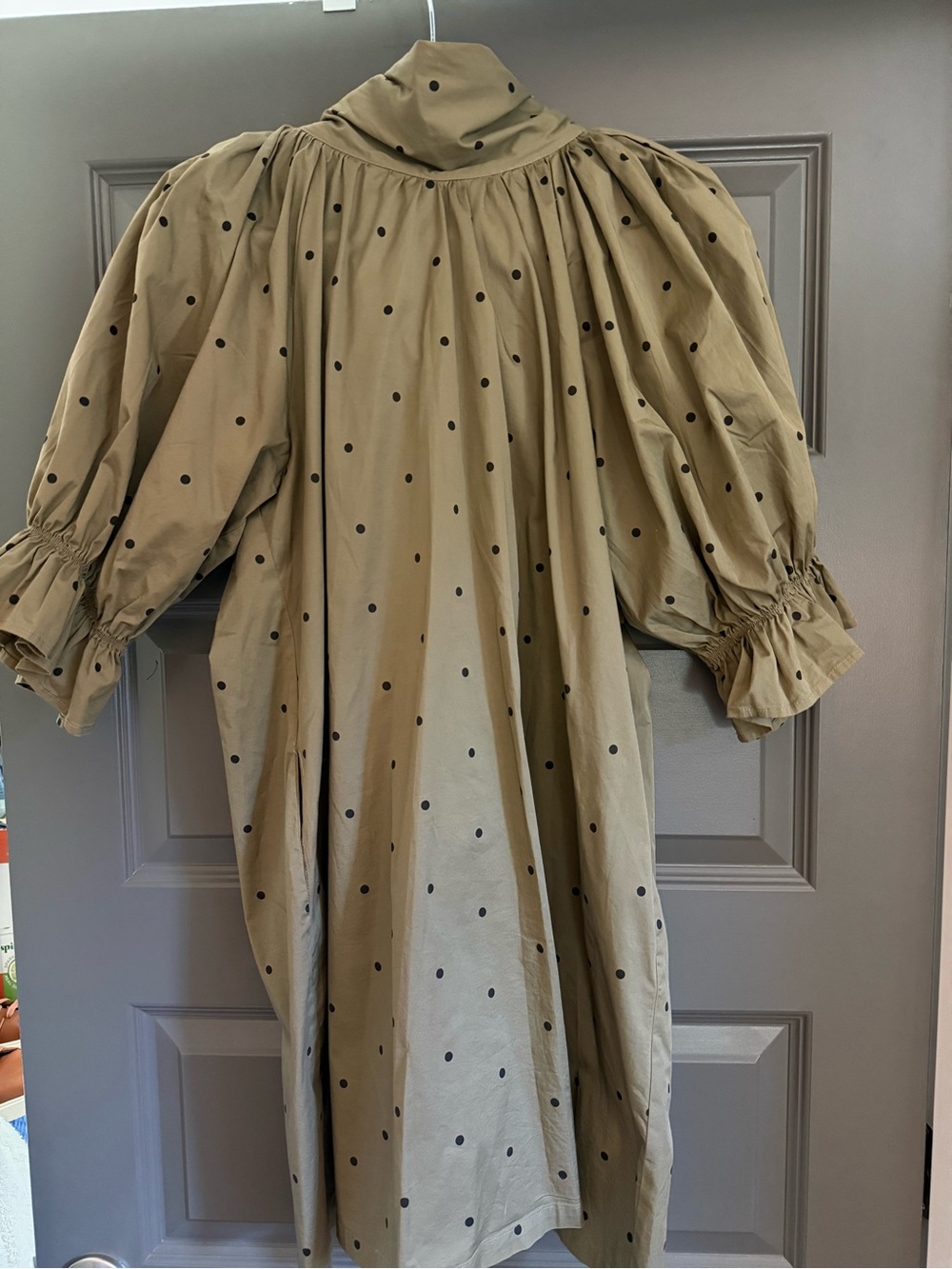 Wyatt Wylde Adrian Olive Polka Dot Mini Dress with Puff Sleeves, size small - Picture 5 of 7